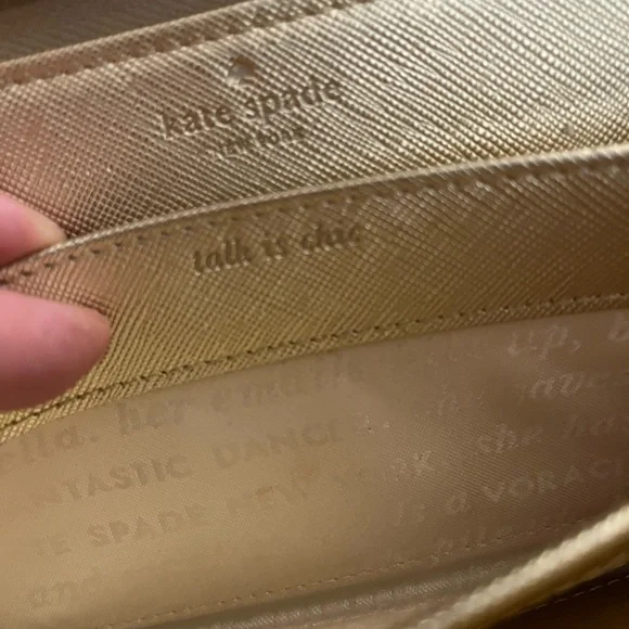 Kate Spade Gold Metallic Saffiano Leather Zip Around Wallet/Wristlet - Picture 12 of 14
